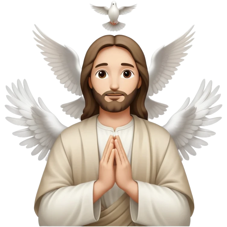 Jesus praying hands with a dove of peace flying above emoji