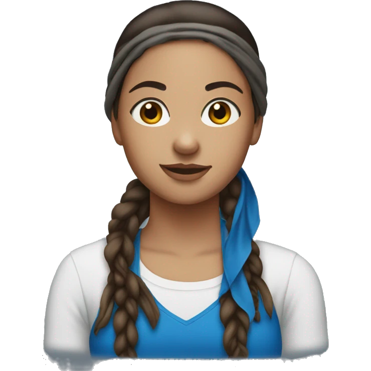 Brunette girl with braids and blue bandana on her neck emoji