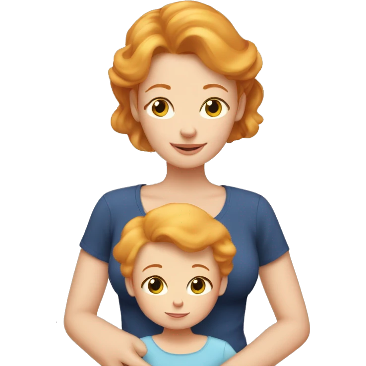 Ginger hair mom cuddle with blonde hair toddler Girl  emoji