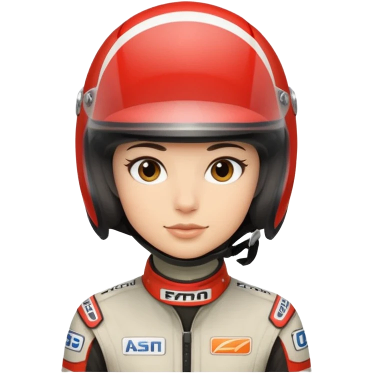 A light-skinned person with short dark hair, wearing a racing helmet and an oval face with a neutral look. emoji