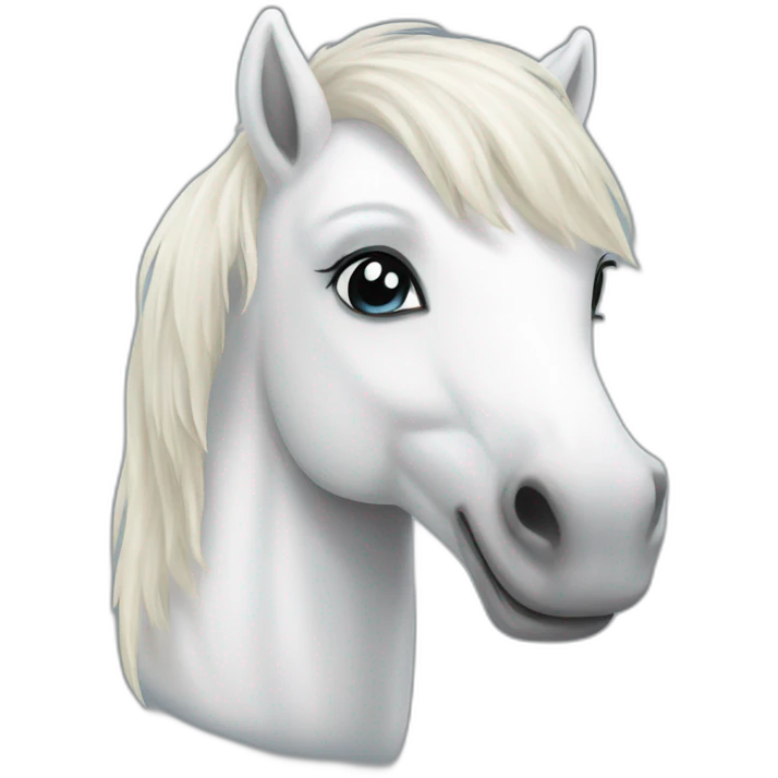 Realistic white happy pony emoji