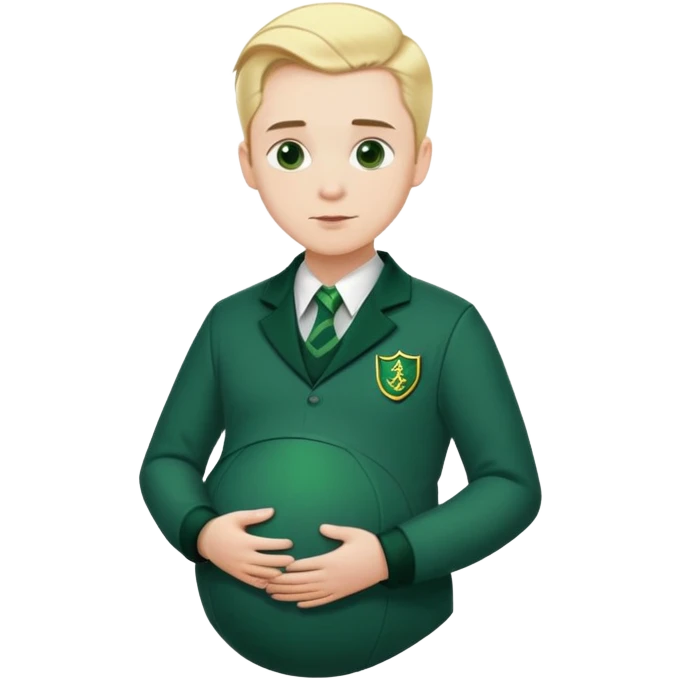 pregnant man in Slytherin uniform, short slicked-back blonde hair, pale skin emoji