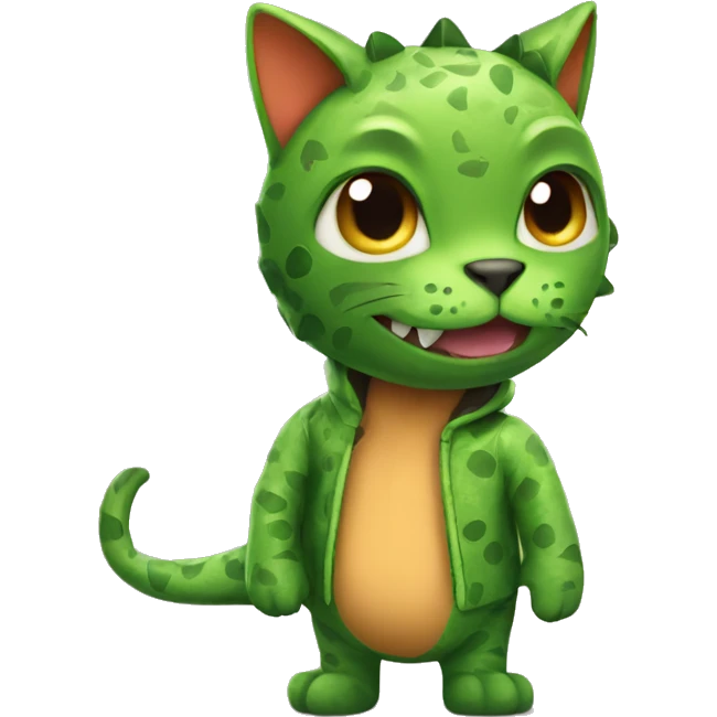cat wearing dinosaur suit emoji