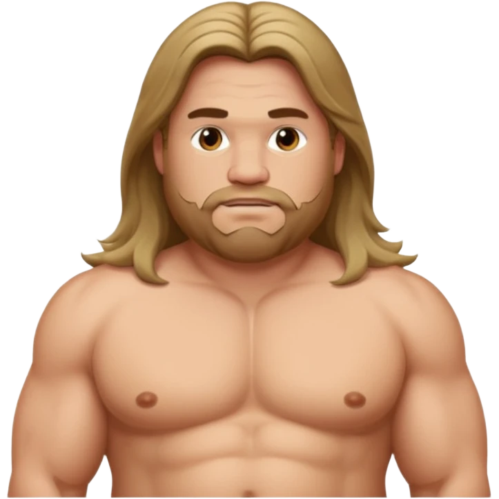 Shirtless long hair fat muscle men emoji