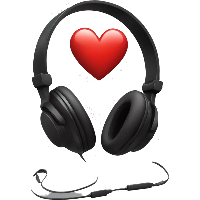 Black headphones with a red heart in the middle emoji