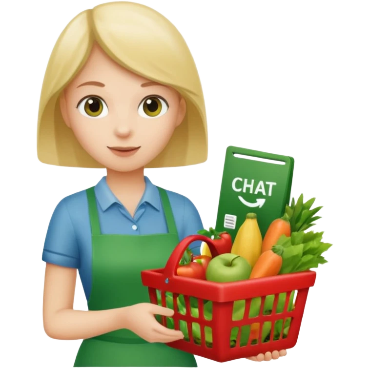 Eine Person die an der Supermarktkasse steht. Die Kasse ist gekennzeichnet als "Plauderkasse" und im grünen Design. emoji