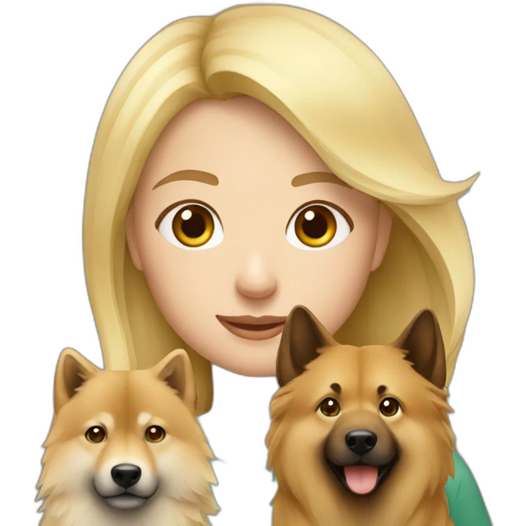 Blonde girl with eurasier emoji