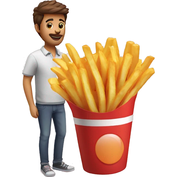 guy gifting french fries bouquet insteasd of flowers emoji