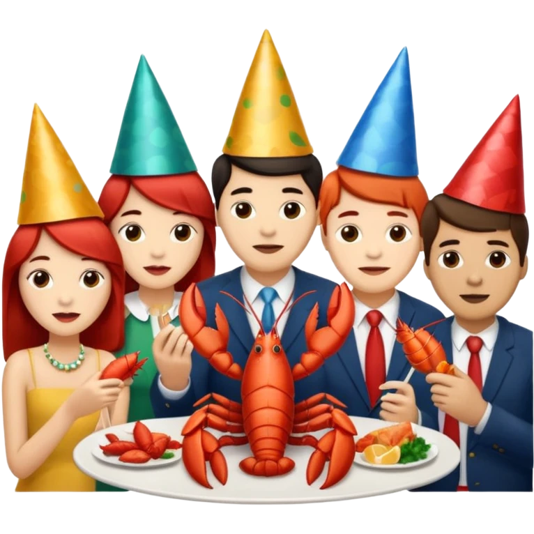 200 people eating lobster at a family party emoji