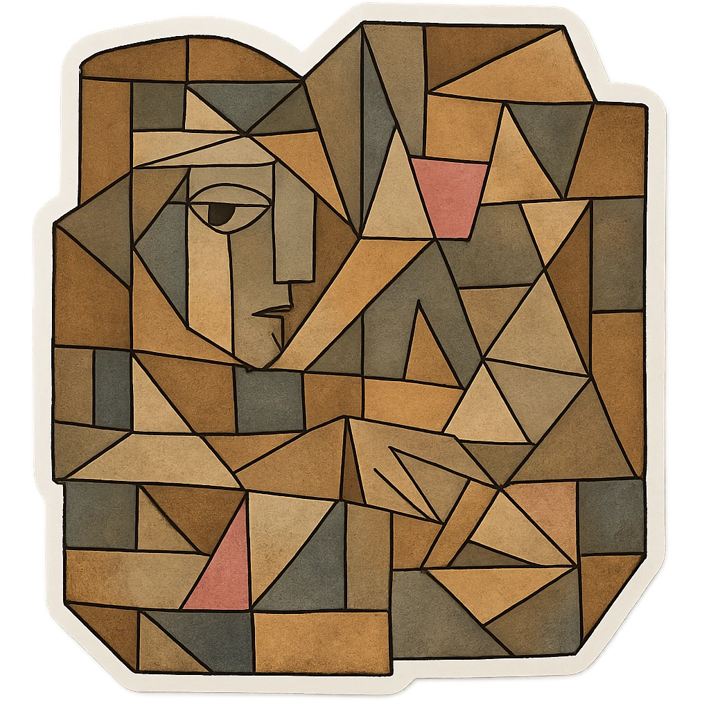 pink sticker, cubist abstraction style, geometric shapes emoji