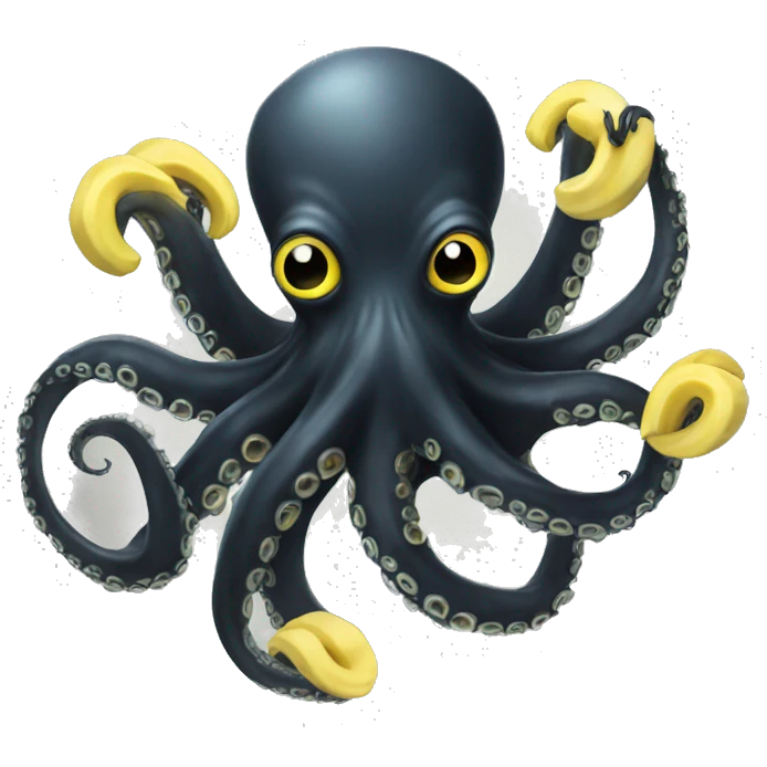 Black Alien Octopus with banana emoji
