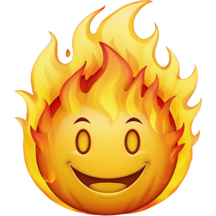 🙂🔥 cobine the two put the fire on topp of the head nothing more nothing less, stop with the ai don’t make it look like a person make it look like an yellow smiley face emoji