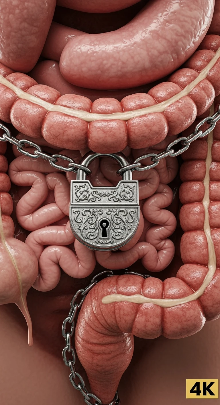 COLON UMANO CON LUCCHETTO DI BLOCCO, IPERREALISTICO 4K emoji
