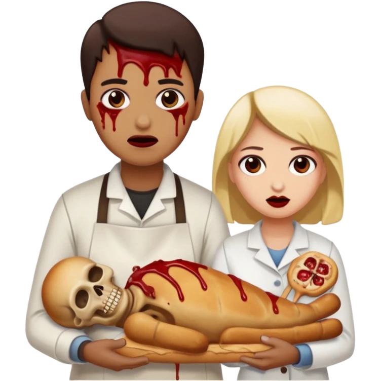 Bakery owner with poisoned food and dead body emoji