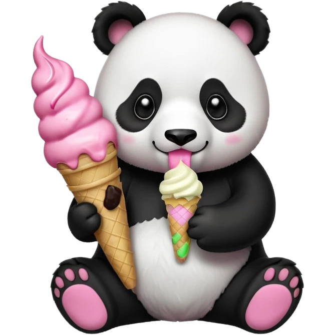 Panda eating ice cream emoji