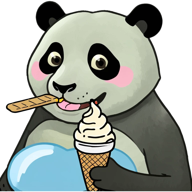 Panda eating ice cream emoji