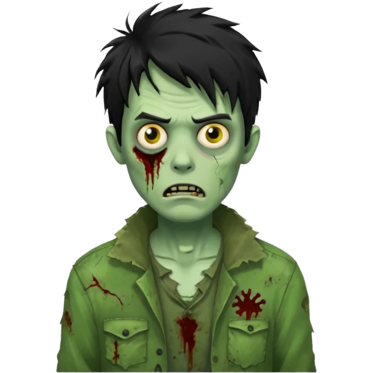 crie um emoji de zumbi homen de cabelo preto grande bagunçado assim🧟 emoji