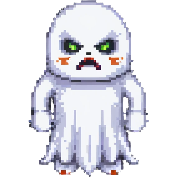 angry Casper ghost in pixel art style emoji