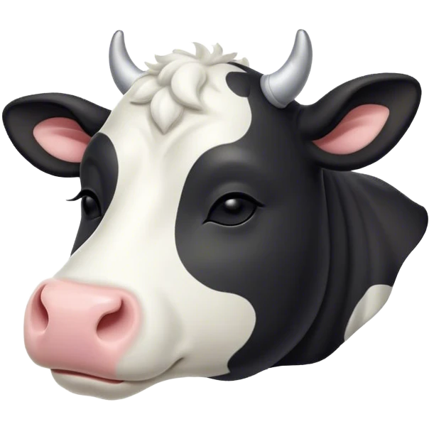 Meme-Worthy Cute Sleeping Black and White Cow Portrait Emoji, Head resting peacefully with a contented smile, showcasing a robust build and a luxuriously soft contrasting coat of black and white, eyes shut in a serene, restful nap, Simplified yet hilariously adorable features, highly detailed, glowing with a soft, drowsy light, high shine, relaxed and utterly lovable, stylized with an air of playful laziness, bright and heartwarming, soft glowing outline, capturing the essence of a comically sleepy cow, so meme-worthy it feels like it could instantly become the next viral sensation of adorable slumber! emoji