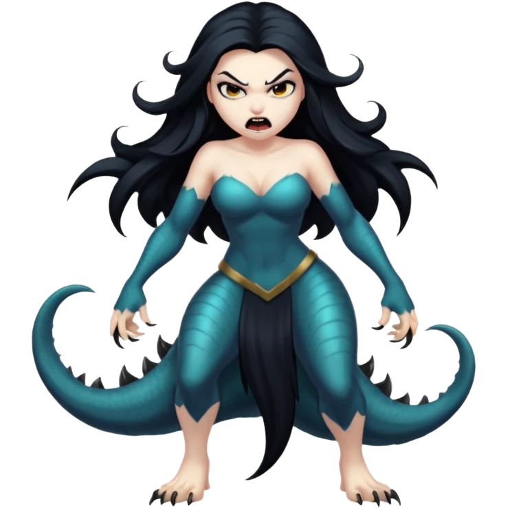 dark angry siren monster, full body emoji