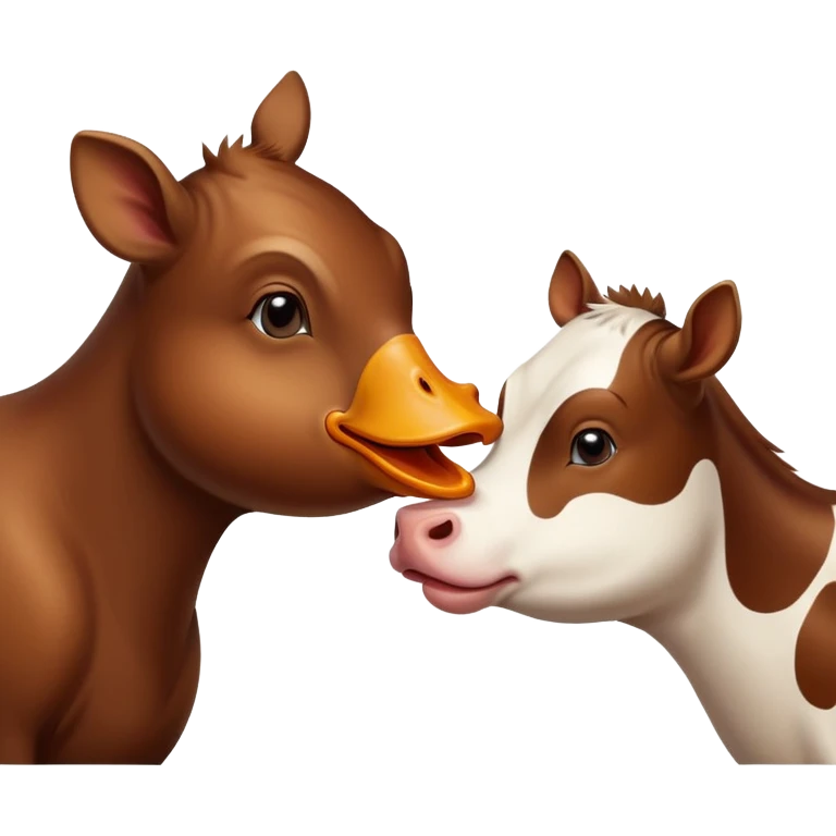 Duck kissing a cow  emoji