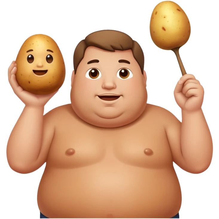fat guy holding up a shining potato emoji