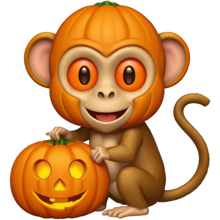 twitter emoji style monkey with jack o lantern as head emoji