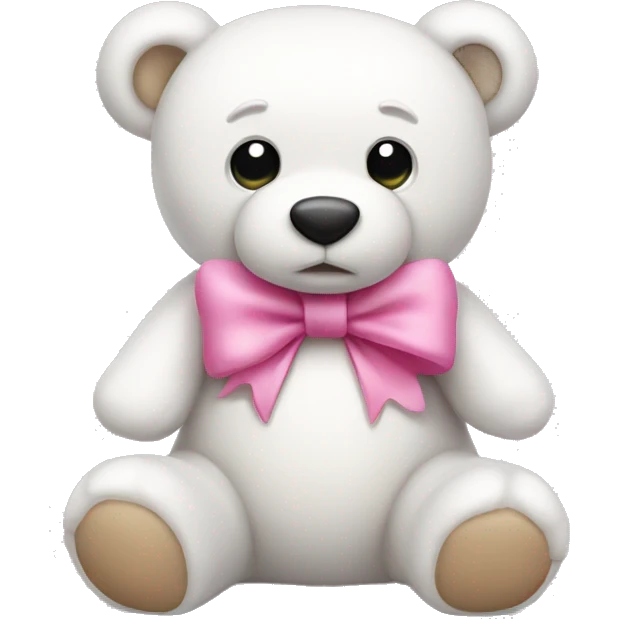 a white teddy bear with a pink bow emoji