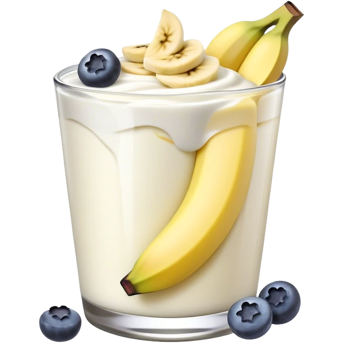 Yogurt with sliced banana and blueberries emoji