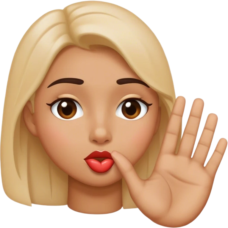 kissy face with hand emoji