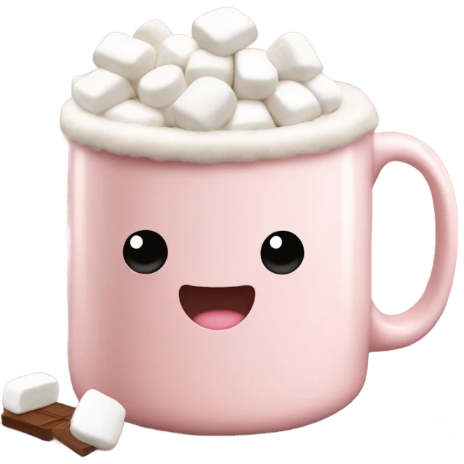 Light Pink mug of hot chocolate with marshmallows  emoji