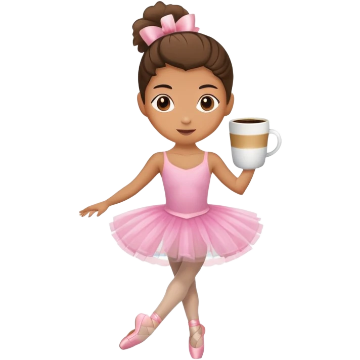Ballet dancer performing with a coffee mug head emoji