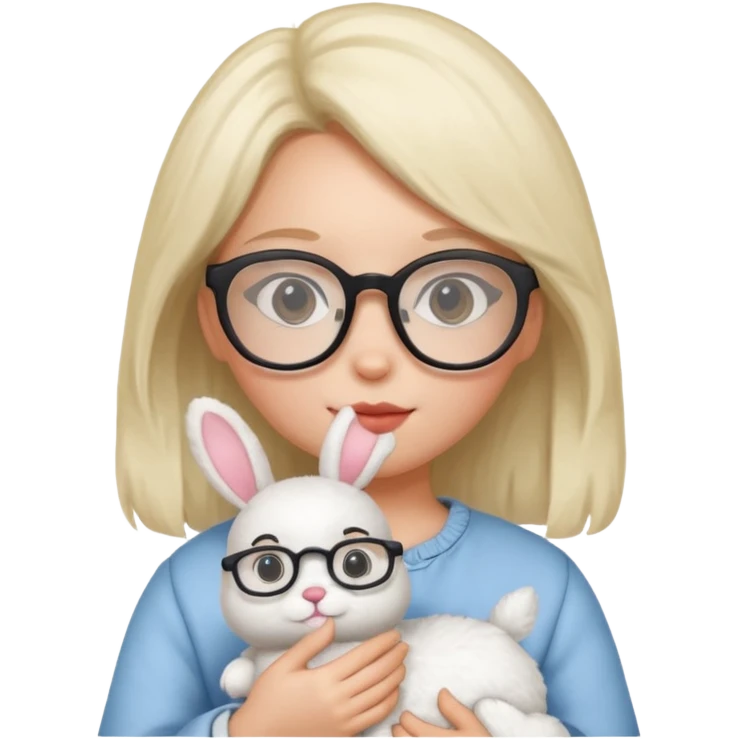 Girl with glasses → holding a toy rabbit emoji