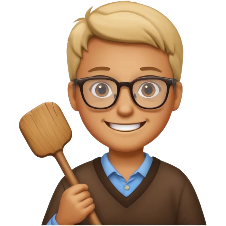 A cartoon character teaching with stick emoji