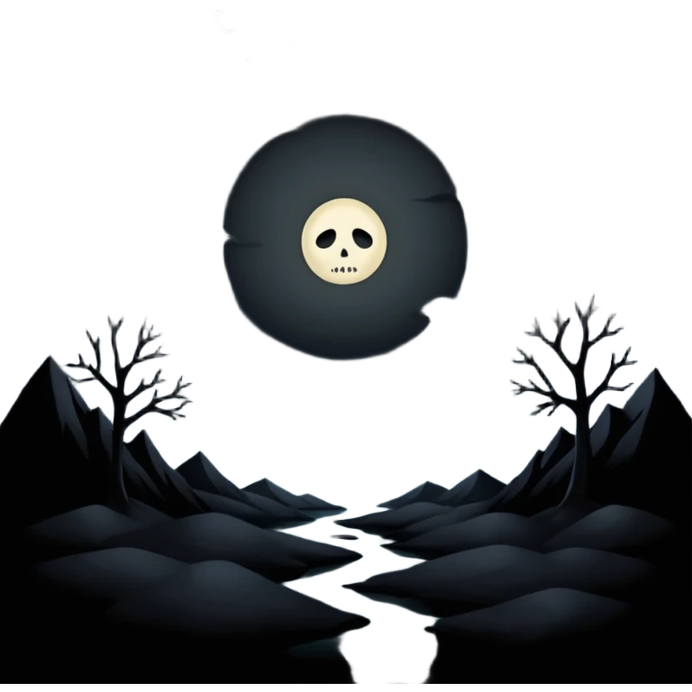 dark and eerie scene, the entire world covered in darkness. The sky is deep black with no stars or light, no moon, no glow just total void and silence. The atmosphere feels ominous and unsettling, as if darkness has swallowed everything. No characters, no visible light sources emoji