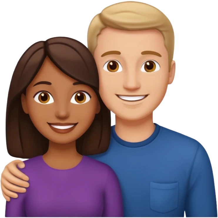 Pareja romántica el hombre blanco y la mujer morena emoji