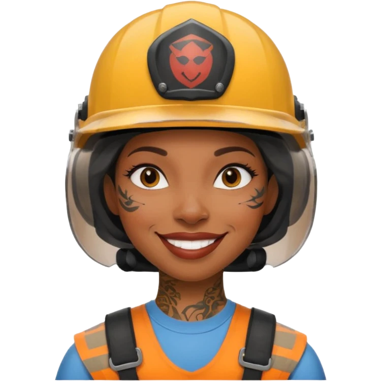 tattooed black woman in helmets emoji