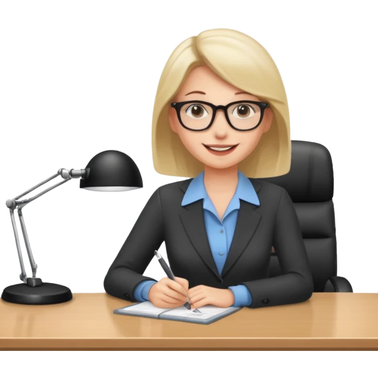 one white woman employee sitting in front of the desk emoji