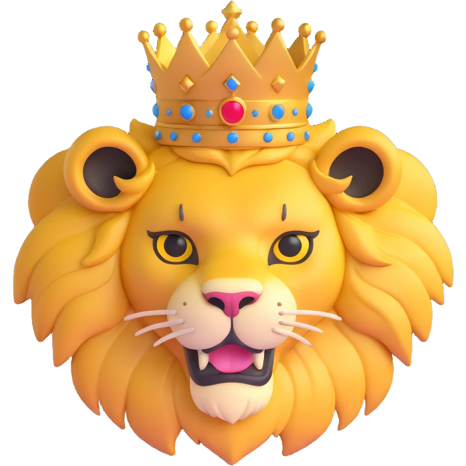 Regal golden lion crest with crown, House Augustus emoji