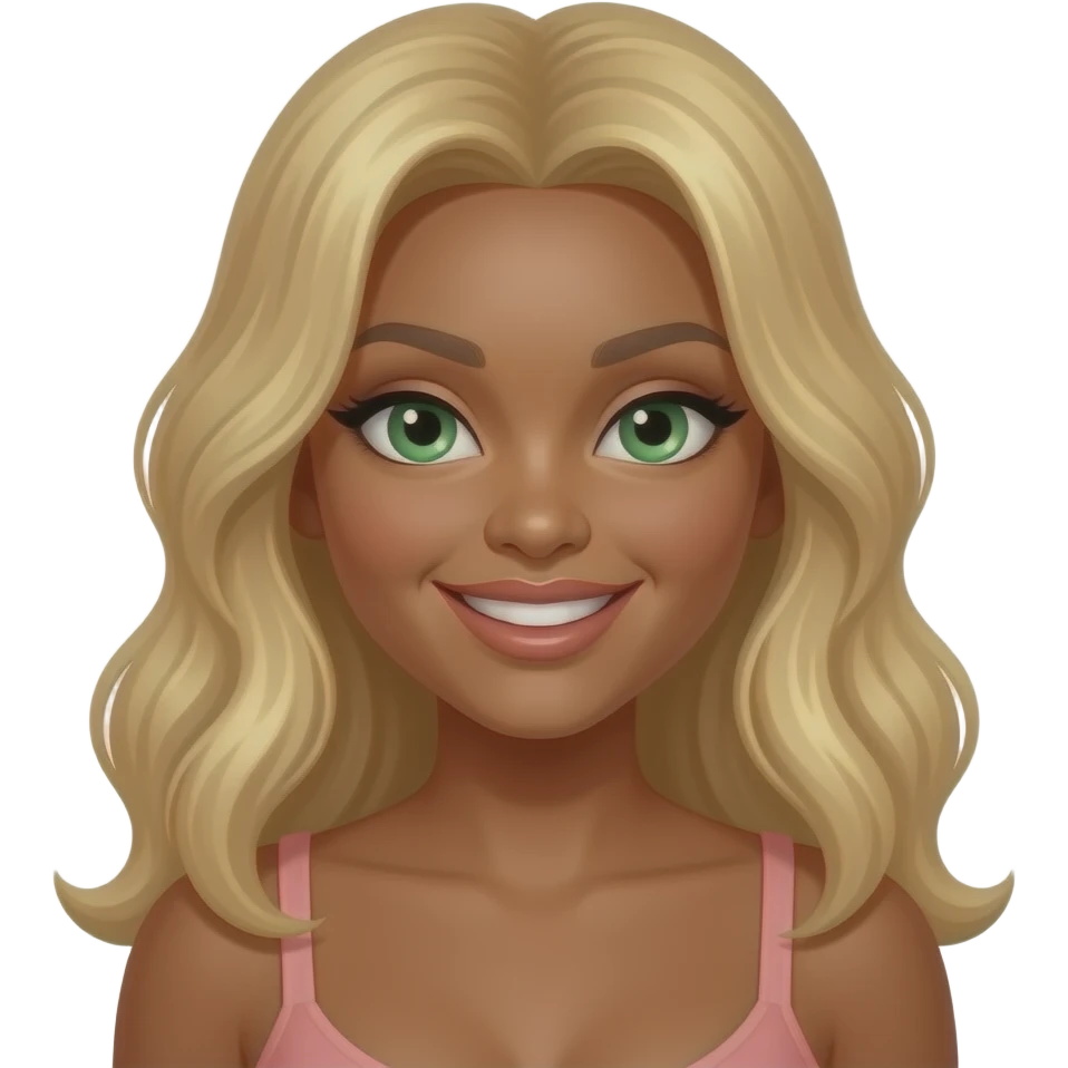 Olive skin green eyes blonde hair woman sexy smiling emoji