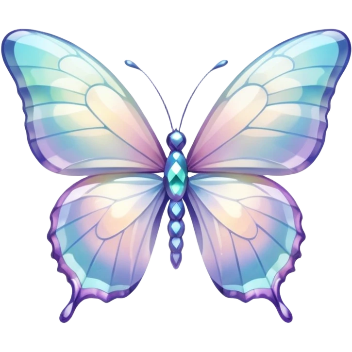 Pastel white iridescent glass crystal butterfly emoji
