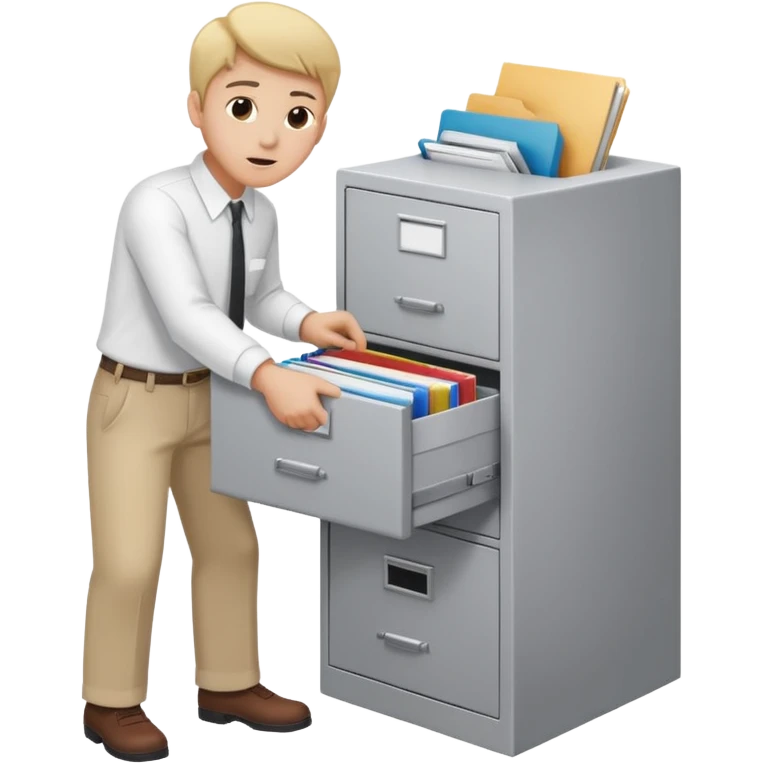  A person opening a filing cabinet to search for file emoji