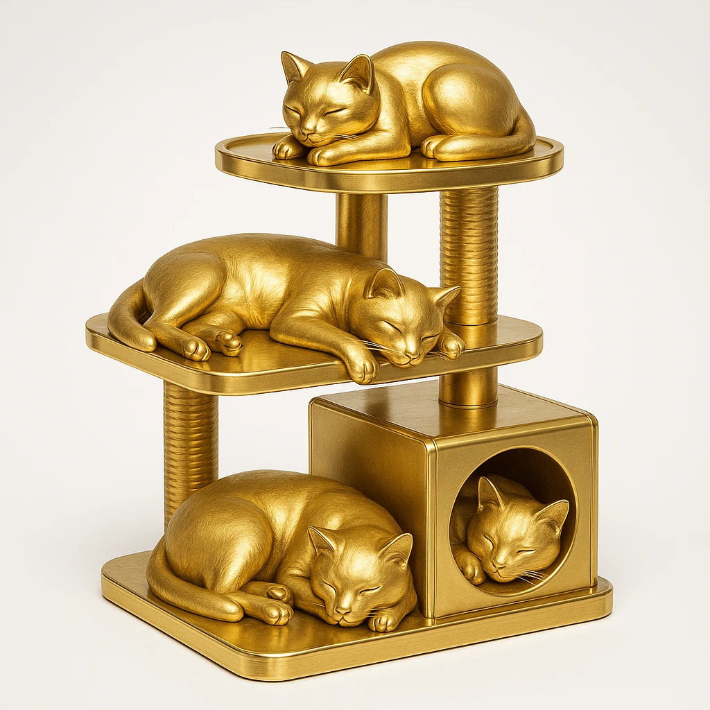 cats relaxing in a vertical playhouse emoji