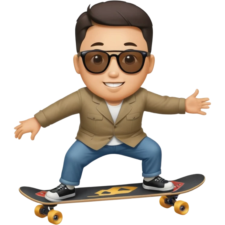 Kim jong-un riding skate board emoji