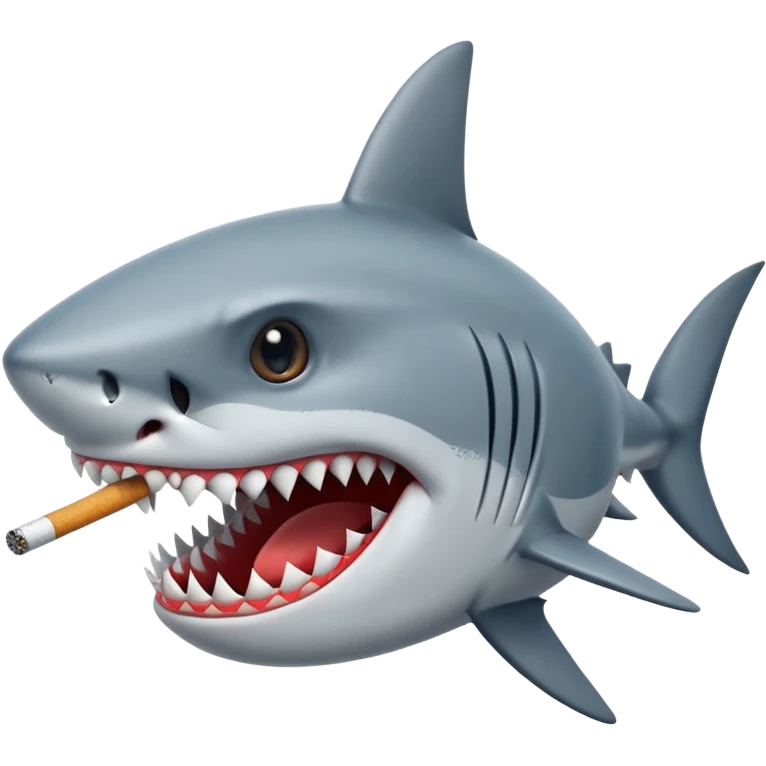 Shark face with a cigarette in its mouth emoji