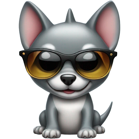 Shark puppy wearing sunglasses. Shark has legs emoji