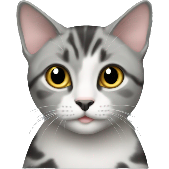Domestic short hair cat grey black emoji