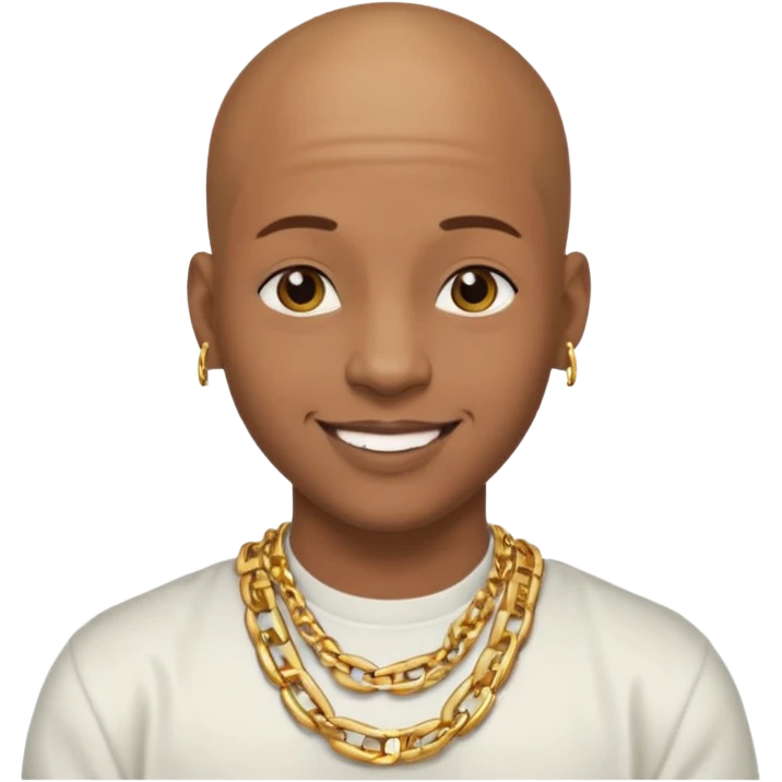 Young African rapper, bald with chain, without piercings emoji