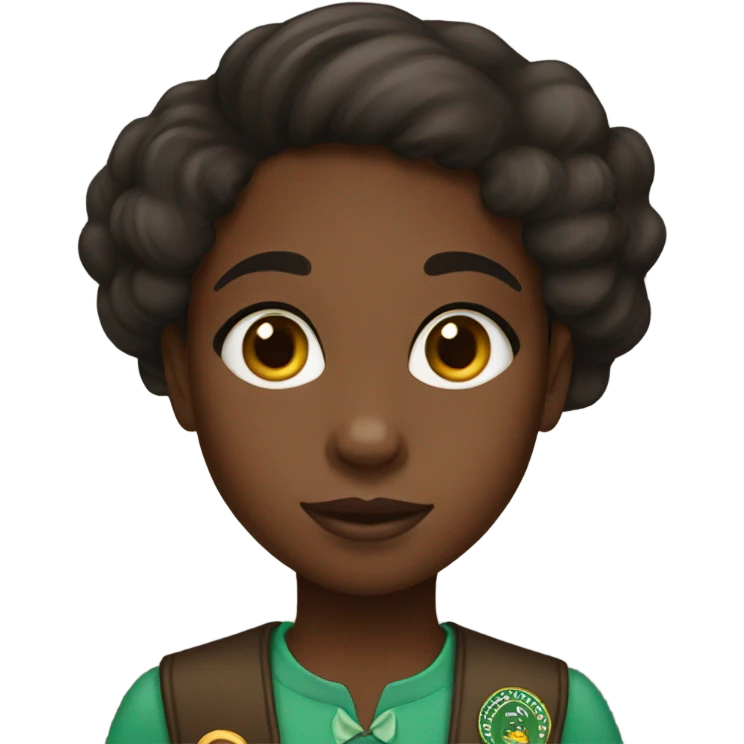 Little black girl scout and with dark brown eyes emoji