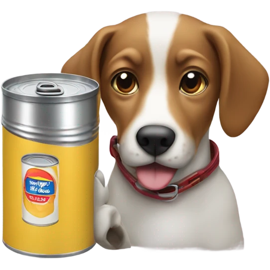 A dog drinking out of a can and driving  emoji